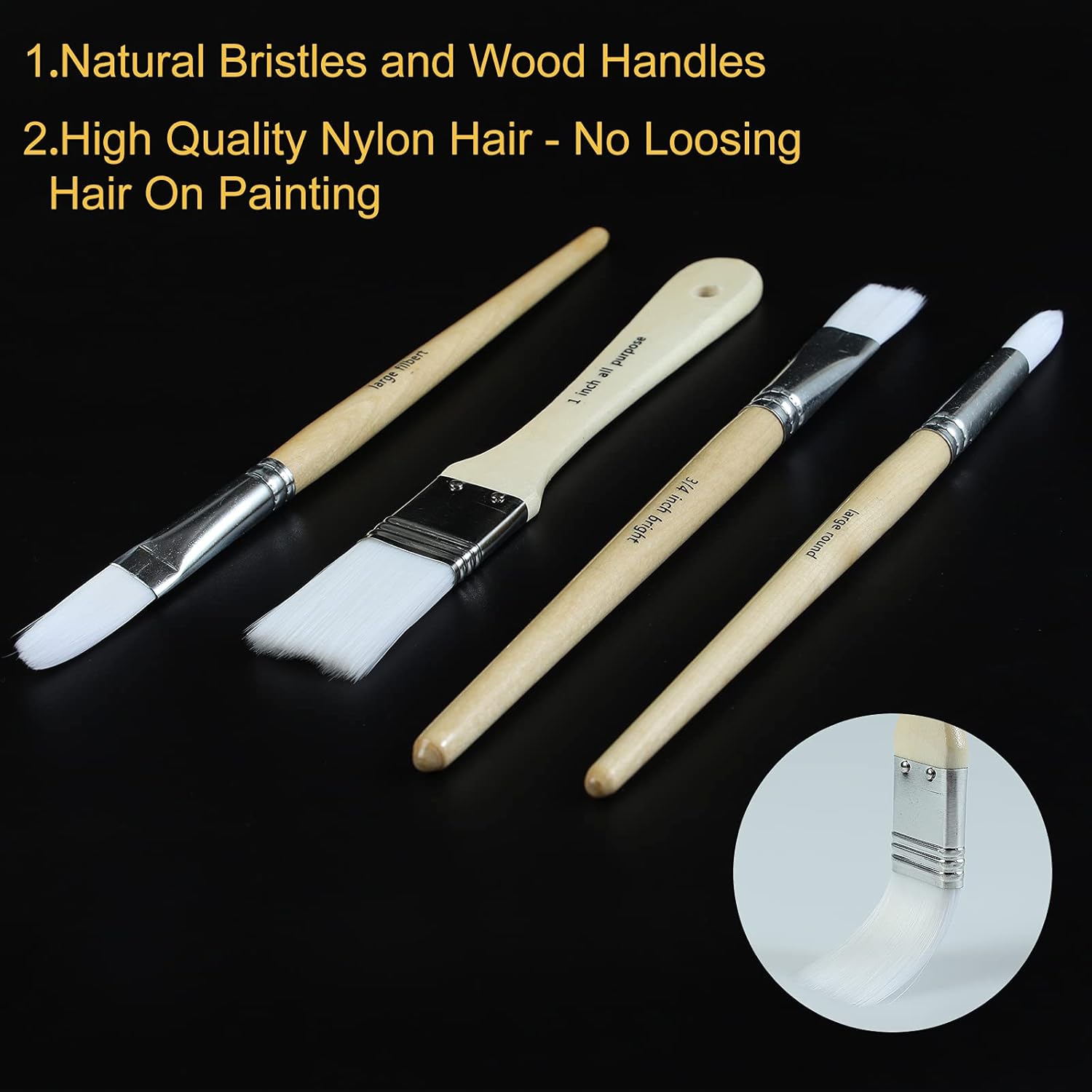 Paint Brushes Set of 24 Pieces Wooden Handles Brushes with Canvas Brush Case. Professional for Oil. Acrylic and Watercolor Painting - Image 5