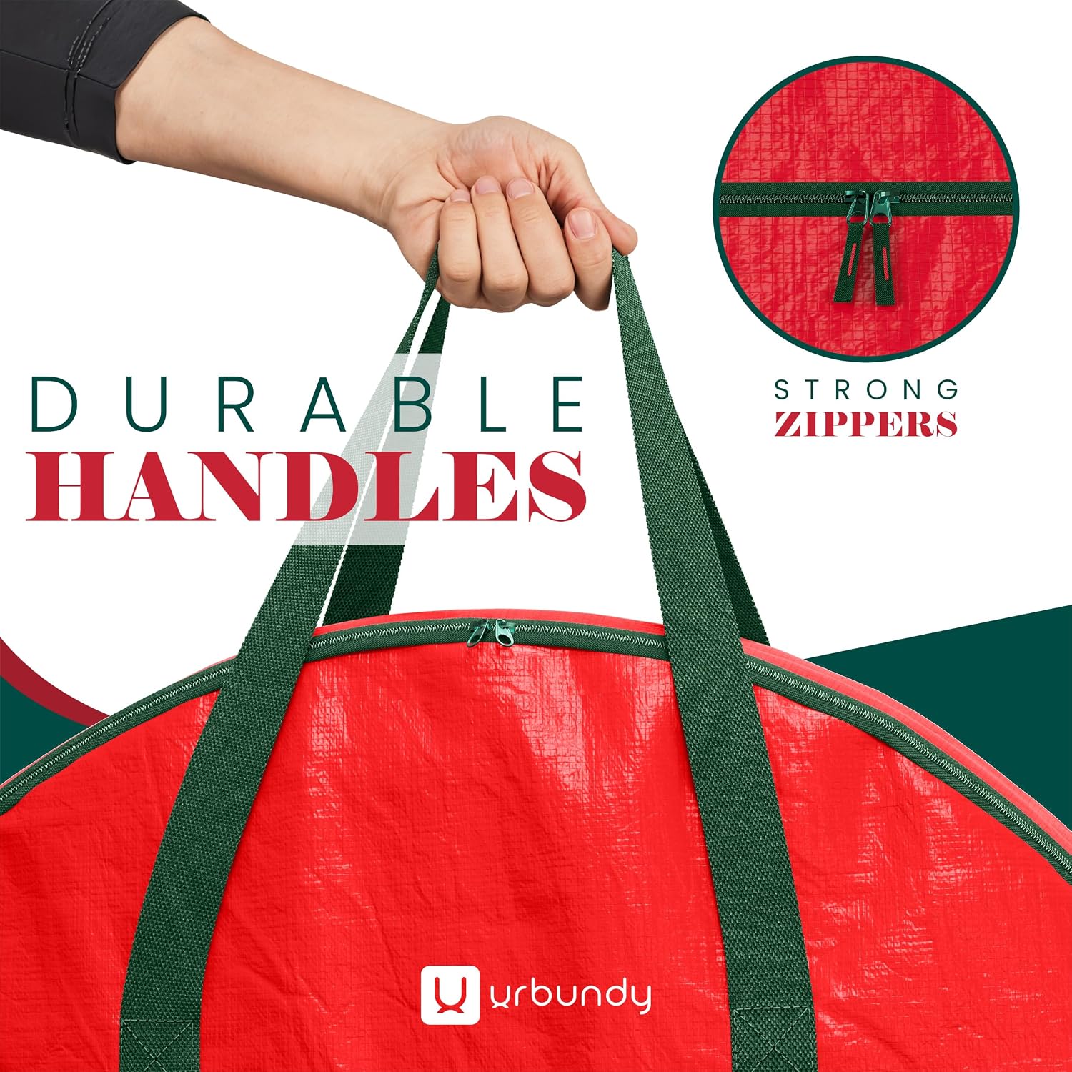 Heavy Duty Wreath Storage Bag 30 Inch. 1-Pack - Christmas Wreath Storage Container Red - Waterproof Plastic Material Wreaths Holder Storages - Holds 30 Inch Wreaths For Year Round - Image 5