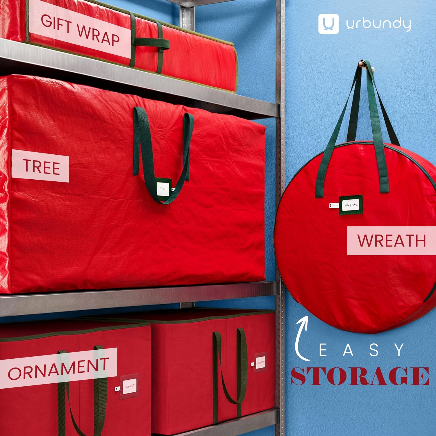 Heavy Duty Wreath Storage Bag 30 Inch. 1-Pack - Christmas Wreath Storage Container Red - Waterproof Plastic Material Wreaths Holder Storages - Holds 30 Inch Wreaths For Year Round - Image 7
